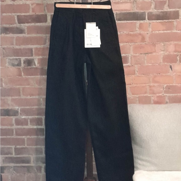 Zara black wide leg denim trouser size 4. - Picture 2 of 7
